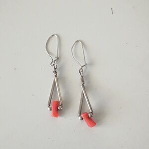 Vintage Drop Design Accented With Red Coral Beads Native American